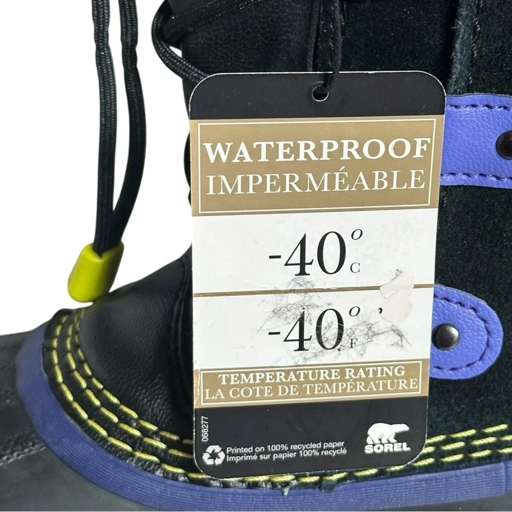 Sorel Joan of Arctic Winter Boots Youth 5 W 6 Black Faux Fur Waterproof -40° NWT